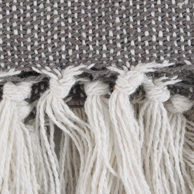 DII Farmhouse Woven Throw, 50x60 with 3" Fringe, Black