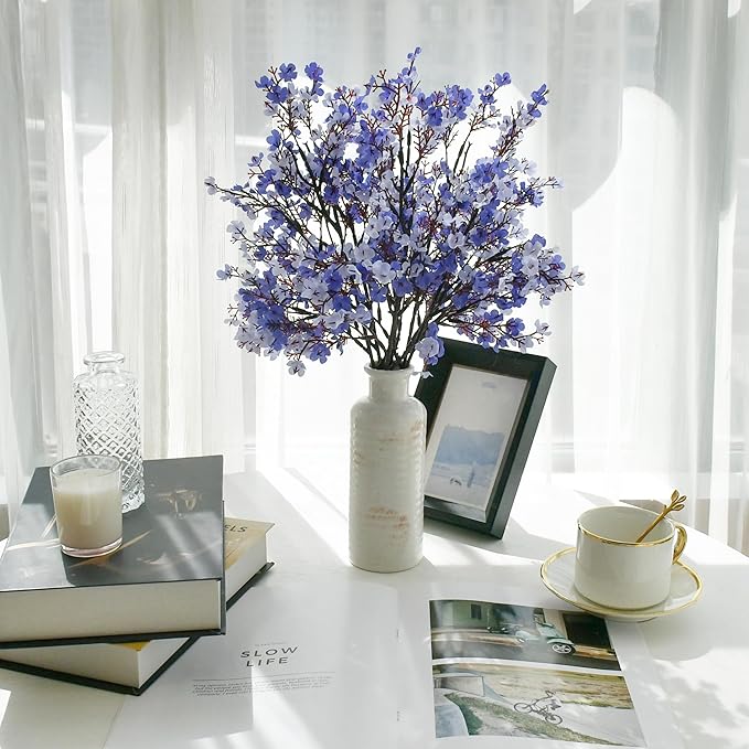 Mandy's Shades of Blue Artificial Baby’s Breath Flowers 6 Bundles Silk Gypsophila, 18.5 Inch European Style Modern Home Decor Centerpiece, Neutral Wedding Flower Arrangements