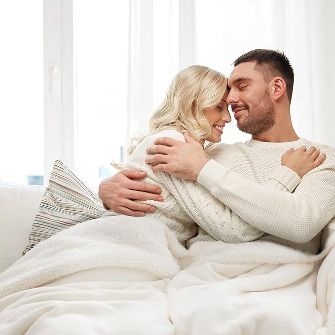 Bedsure GentleSoft Sherpa Fleece Twin Size Blanket for Couch, Non-Heated, Thick and Warm Throw for Women and Men, Soft Fuzzy Plush Twin Blanket for Spring, Cream, 60x80 Inches