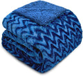 Whale Flotilla Faux Fur Sherpa Throw Blanket for Couch Sofa, Cozy Reversible Fuzzy Fluffy Plush Throws for All Season, Warm and Soft, 50x60 Inch, Royal Blue