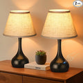 17” Touch Table Lamp for Bedroom Set of 2, 3-Way Dimmable Bedside Lamp for Nightstand, Farmhouse Metal Desk Lamp with Linen Shade for Living Room, Kids Reading, Dorm, Home Office Decor, Bulb Included