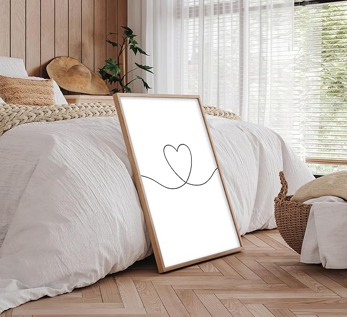 3Pcs Minimalist Style Wall Art Bedtime Quotes Painting Picture Wall Decor Good Night Sleep Well Black Line Art Heart Shape and Phrase Poster Print Artwork for Living Room Bedroom Home Decoratio