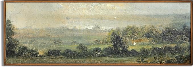 Unframed Rolled Vintage Farmhouse French Country Bedroom Wall Decor Above Bed - 10x30" - Wall Art Over the Bed - Panoramic Landscape Pictures Sign - Canvas Long Narrow Green Nature Wall Art