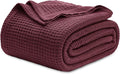 Bedsure Gentlesoft 100% Cotton Blanket King Size for Bed - Breathable and Soft for Spring Summer, Thick Cozy Waffle Weave Blanket Gifts for Women, Burgundy, 104x90 inches