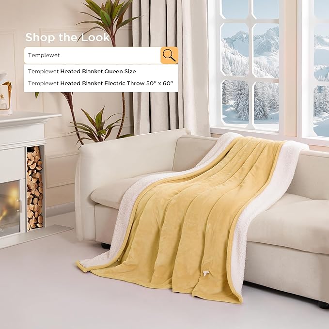 Heated Blanket Full Size - Single Controllers Electric Blanket Full with 9 Heat Settings & 10 Hour Auto Off,Overheat Protection,Machine Washable 72"x84"(Cheesy Yellowk)