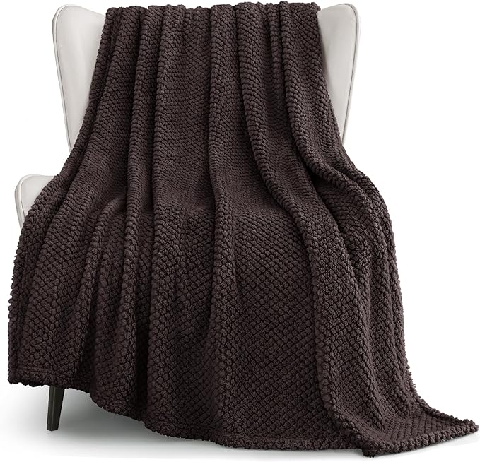 Whale Flotilla Extra Large Fuzzy Fleece Throw Blanket for Couch, 50x70 Inch Fluffy Warm Soft Jacquard Blankets for All Season, Lightweight and Cozy, Coffee
