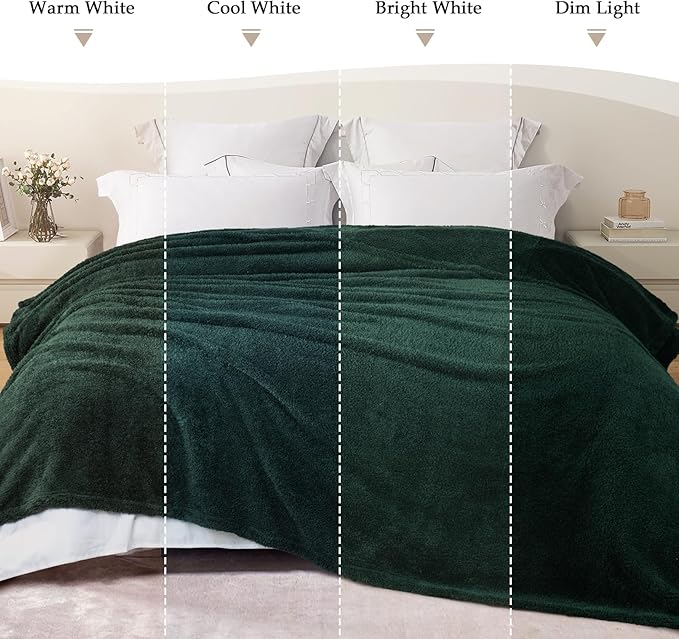 Exclusivo Mezcla Fleece Forest Green Throw Blanket for Couch Sofa, Ultra Soft, Lightweight and Fluffy Blankets for Women, All Season, 50x60 Inches