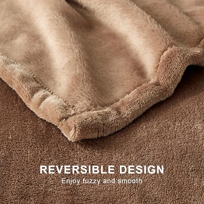 Hansleep Fleece Camel Throw XL Blanket, Super Soft Flannel Fuzzy Plush Cozy Blanket for All Seasons, Camel, Throw XL 50x70 Inches