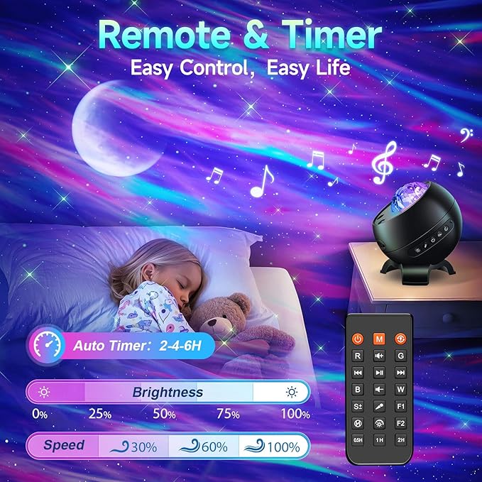 Northern Galaxy Light Projector, 300+Modes & 5 Films Star Projector, 15 White Noise & Bluetooth Moon Galaxy Projector, Teen Girl Gifts Trendy Stuff, Gifts Star Lights for Ceiling, Bedroom Decor