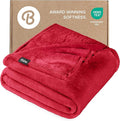 Bare Home Fleece Blanket - King Size - Ultra-Soft Lightweight for Bed, Sofa, and Couch - Luxury Microplush - Cozy Warm Blanket (King, Red)