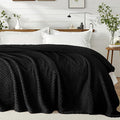 Exclusivo Mezcla King Size Fleece Blanket for Bed, Extra Soft Warm Decorative Fuzzy Blanket for Women, Lightweight Cozy Bedding Blankets, 90x104 Inches, Black