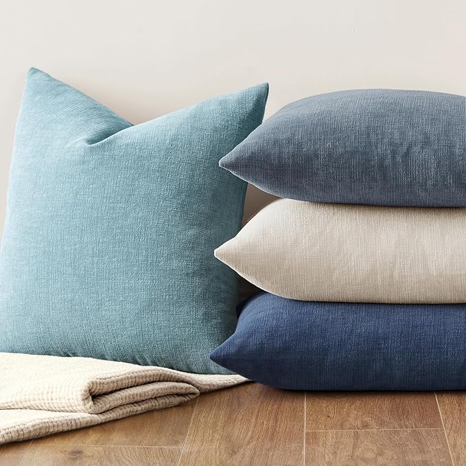 MIULEE Smoke Blue Couch Pillow Covers 22x22 Inch, Set of 2 Soft Chenille Decorative Euro Throw Pillow Covers Summer Farmhouse for Sofa Living Room Bed
