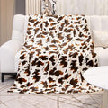 GEULAY Fleece Blanket Twin Size Brown and White Cow Print Throw Blanket Lightweight Cozy Plush Twin Bed Blanket Fuzzy Cute Couch Blanket All Season 60"x80"