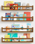 Forbena 24 Inch Wooden Floating Nursery Book Shelves for Wall, Walnut Nursery Bookshelf Wall Mounted for Kids Bedroom, Large Kids Floating Bookshelves for ChildToys Classroom Books Decor (Dark Brown)