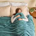 NEWCOSPLAY Super Soft King Blanket Teal Premium Silky Flannel Fleece 3D Waffle Checkered Lightweight Bed Blanket All Season Use (Light Teal, King(90"x110"))