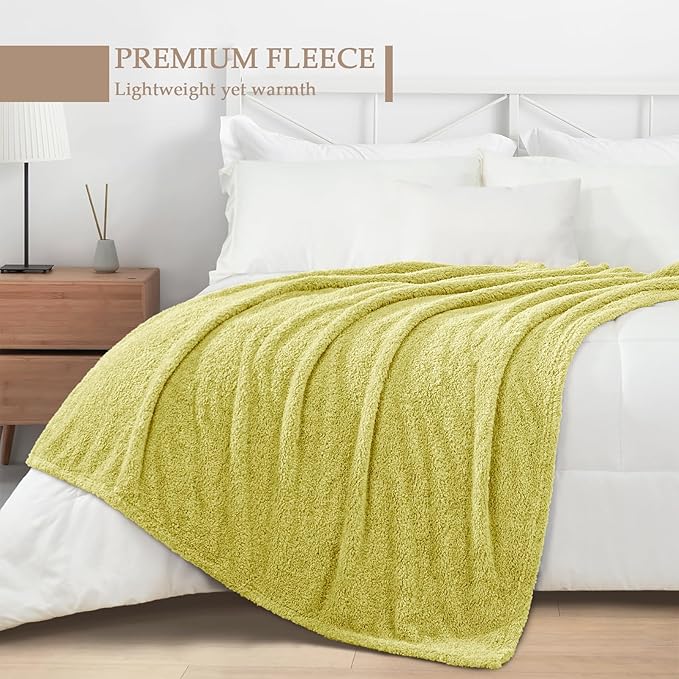Exclusivo Mezcla Fleece Light Green Throw Blanket for Couch Sofa, Ultra Soft, Lightweight and Fluffy Blankets for Women, All Season, 50x60 Inches