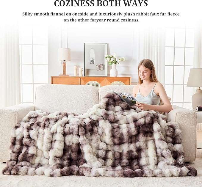 Faux Fur Twin Blanket for Couch, 1000 GSM Cozy Fuzzy Fluffy Soft Plush Thick Bubble Sherpa Blanket for Sofa Bedroom Living Room, Mothers Day Birthday Gifts for Women Home Decor