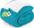 Utopia Bedding Sherpa Blanket California King Size (Turquoise, 102x96 Inches) - Soft Lightweight Plush Fleece Reversible Blanket for Bed, Sofa, Couch, Camping and Travel