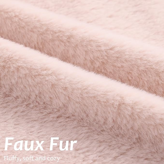 Pallene Faux Fur Plush Throw Pillow Covers 26x26 Set of 2, Luxury Soft Fluffy Cozy Decorative Pillow Covers for Sofa, Couch, Living Room, Blush Pink