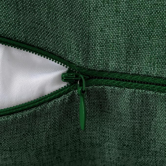 MIULEE Pack of 2 Decorative Outdoor Solid Waterproof Throw Pillow Covers Faux Linen Garden Farmhouse Cushion Cases for Patio Tent Balcony Couch Sofa 20x12 Inch Emerald Green