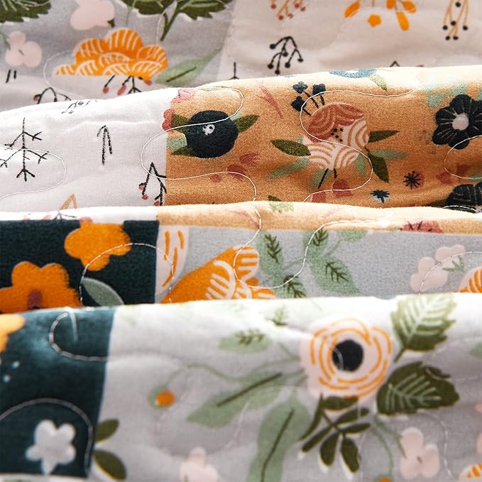 Exclusivo Mezcla 50"x 60" Quilted Throw Blanket- Microfiber Quilt Throw with Boho Patchwork Pattern, Reversible Navy Versatile Lap Quilt for All Seasons, Lightweight Throws for Bed/Couch/Sofa