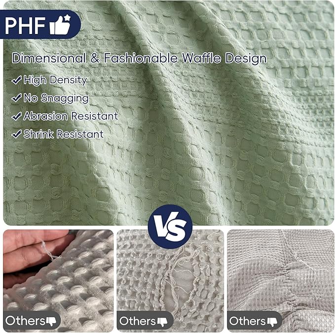 PHF Lightweight Waffle Weave Blanket King Size, Breathable & Ultra Soft, 104"x 90" Soft & Cozy Thin Blanket for All Season & Hot Sleepers, Bed, Home Decor - Sage Green