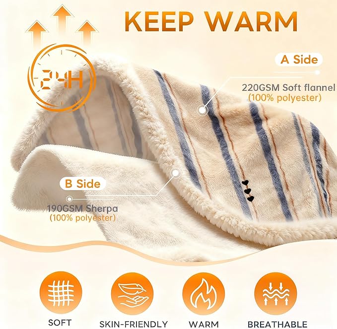 Fluffy Reversible Fleece Blanket Twin Size 45"x60" - Soft Warm Throw for Bed/Couch - Stylish Winter Home Decor,Christmas Birthday Gift for Women Her