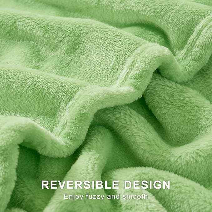Hansleep Fleece Grass Green Throw XL Blanket, Super Soft Flannel Fuzzy Plush Cozy Blanket for All Seasons, Grass Green, Throw XL 50x70 Inches