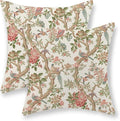 Chinoiserie Pillow Covers 24x24 Set of 2 Pink Green Bird Floral Throw Pillows Vintage Pink Flower Bird Decorative Pillow Cases Outdoor Chinoiserie Decor Farmhouse Cushion Case for Couch Sofa