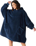 Bedsure Blanket Hoodie, Wearable Blanket Hoodie as Mothers Day Gifts for Mom, Birthday Gifts for Women Men, Warm Cozy Hoodie Blanket Sweatshirt for Adult Women Men, Navy Blue, Standard