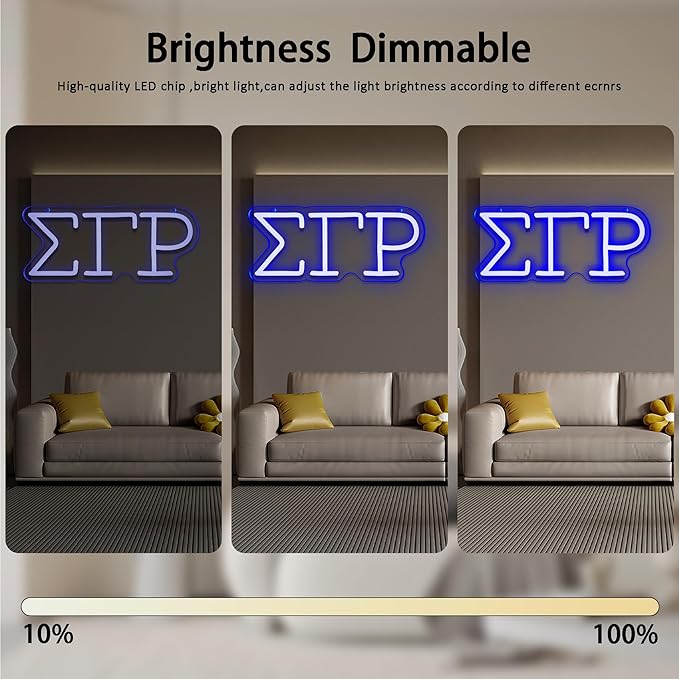 Sigma Gamma Rho Neon Light Sign, Dimmable LED Sorority Greek Lettering 11.8 x 5.1 in, Elegant Sorority Neon Signs Wall Decor for Girls Kids Room Bedroom Bar Birthday Gifts (Blue)