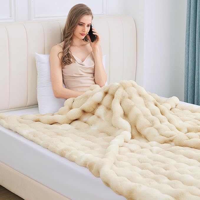 Light Tie-dye Yellow Twin Fuzzy Ultra Soft Bed Comfy Blanket 60x80 Cozy Faux Fur Throw Blanket for Living Room Thick Fluffy Furry Blanket Home Gifts 860 GSM