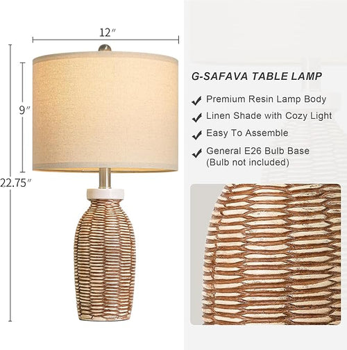 22.75" Table Lamps for Living Room Small Lamps for Bedroom Bedside Lamps Set of 2 Boho Lamps for Night Stands Nightstand Lamp Farmhouse Vintage Rustic Modern Side End Table Lamp Light Home Deco Gifts