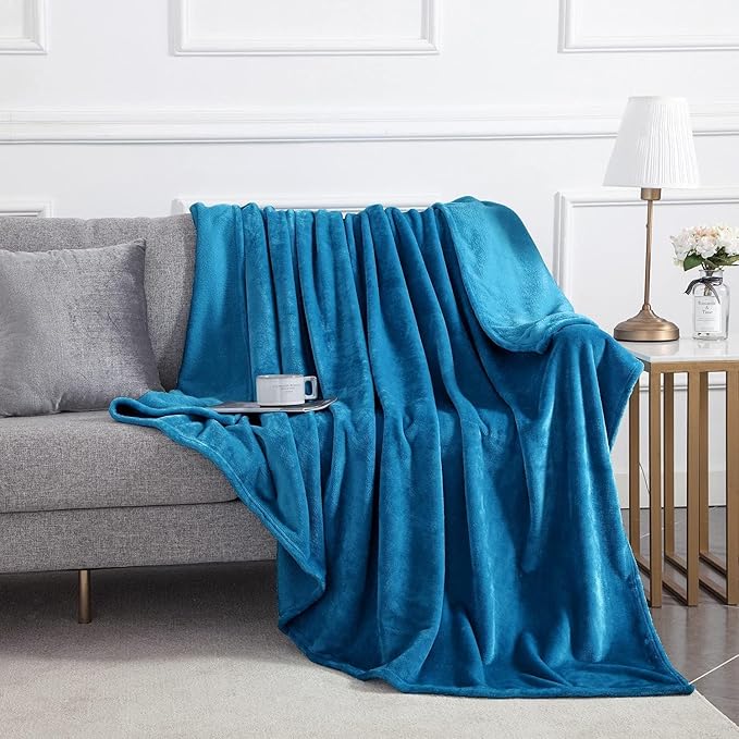 MOONLIGHT20015 Fleece Blanket Twin Size 12 Pack - Super Soft Fuzzy Throw Blanket for Couch and Sofa - Lightweight Luxury 400 GSM Microfiber Fluffy Bed Blankets and Throws, 60 x 80 Inches (Twin, Teal)