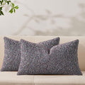 Allorry Decorative Couch Throw Pillow Covers 12x20 Set of 2 Purple Striped Soft Wool Pillow Covers Neutral Textured Boho Cushion Covers for Modern Farmhouse Sofa Bedroom Living Room Decor SY012-E12