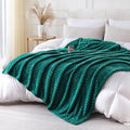 Teal Throw Blanket for Couch Sofa 60x80 inches Striped Fleece Blankets Room Home Decor Lightweight Plush Soft Cozy Gifts for Women Mom Girls