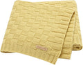 LAWKUL Baby Blankets Knit Cable Babe Blanket Soft Airy Newborn Infant Receiving Swaddle Yellow Neutral Crib Stroller 40"x30"
