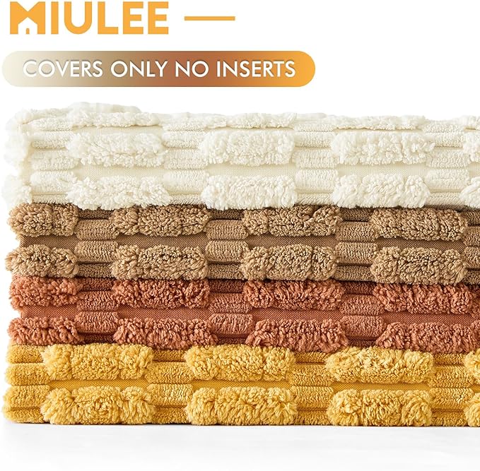 MIULEE Fall Soft Corduroy Throw Pillow Covers Set of 4 Camel 20x20 Inch Modern Farmhouse Boho Decorative Accent Cushion Covers for Couch Sofa Bedroom