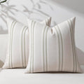 Hckot Spring Decorative Pillow Covers 18x18 Striped Throw Pillows Textured Linen Green Pillow Covers Farmhouse Decor Cushion Covers for Couch Bed Living Room,Sage Green