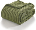 lifein Throw Blanket for Couch-Olive Green Boho Throw Blanket, Soft Fleece Plush Lightweight Blankets&Throws for Spring, Fuzzy Moss Green Blanket for Livingroom Bed Sofa Chair (60x80, Green)