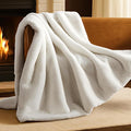 Bare Home Faux Fur Throw Blanket - Ultra-Soft Luxurious - Cozy Warm Blanket for Couch, Sofa, Chair, Bed - Fuzzy Fluffy Super Soft - Decorative Bed Blanket, 60x47 inches (White)