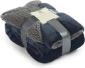 Genteele Sherpa Throw Blanket Super Soft Reversible Ultra Luxurious Plush Blanket, 40 x 50 inches, Navy/Gray