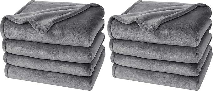 PHF Ultra Soft Fleece Blanket King Size, No Shed No Pilling Luxury Plush Cozy 300GSM Lightweight Blanket for Bed, Couch, Chair, Sofa, Perfect Decorations Gifts, 108" x 90", Grey (Pack of 2)