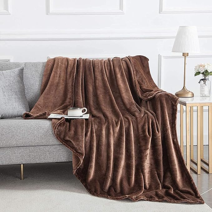 IR Imperial Rooms Fleece Blanket Twin Size 60x80 Inches - Super Soft Fluffy Throw Blanket for Sofa and Bed - Warm and Cozy Lightweight 400 GSM Microfiber Bed Throws Blankets (Twin, Coffee)