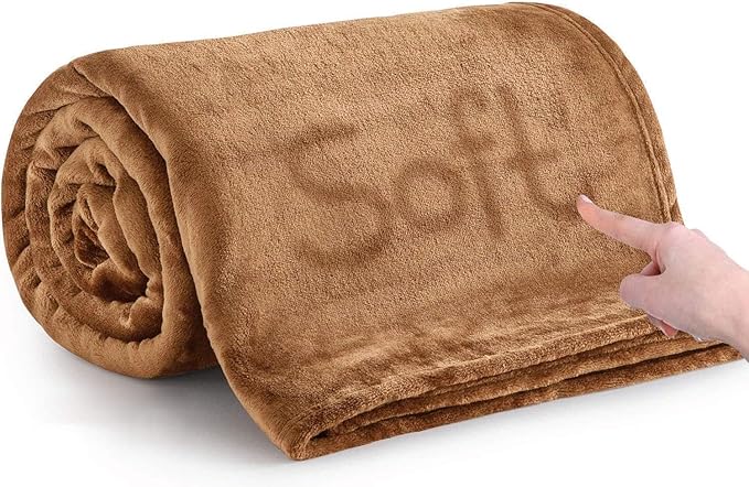 IR Imperial Rooms Fleece Blanket King Size – Soft 400 GSM Plush Microfiber King Size Blanket, Warm Lightweight King Blanket for The Bed, 108x90 Inches, Camel