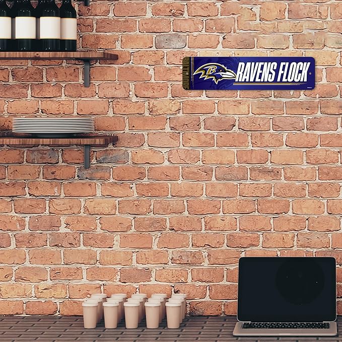 Rico Industries NFL Football Metal Street Sign 4" x 15" Home Décor - Bedroom - Office