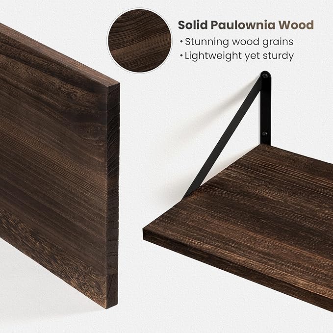 Marsmiles Deep Floating Shelves for Wall - 48 Inch Wide x 12 Inch Deep Wall Shelves Set of 2 - Rustic Wood Floating Shelves for Living Room Bedroom Bathroom