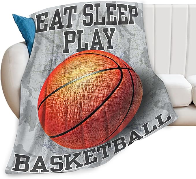 Basketball Blanket for Girls Women Boys Men Adults Kids Soft Cozy Fleece Sports Throw Blankets Gifts Warm Flannel Plush Lightweight Decor for Couch Bed Sofa 60"X50"