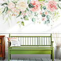 Flowers Leaves Wall Decals Peel and Stick, Large Hanging Floral Vinyl Wall Stickers, Removable Vine Home Decor Art for Bedroom Living Room Classroom Office