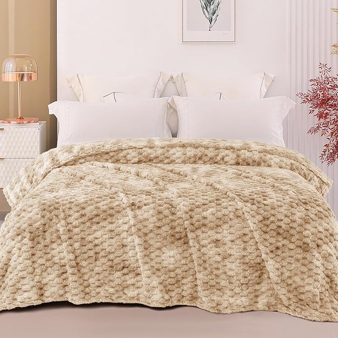 Exclusivo Mezcla Fleece Twin Blanket for Bed, Extra Large Fuzzy Tie-dye Camel Bed Blankets, Soft Cozy Plush Sofa Throws for All Seasons, 60x80 Inches